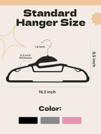 HOUSE DAY Black Plastic Hangers 50 Pack, Slim Space Saving, Non Slip Hangers with Rubber Pads, Sturdy Coat Hanger for Closet, S-Shaped Clothes Hanger for Shirt, Suit, Pant, Skirt