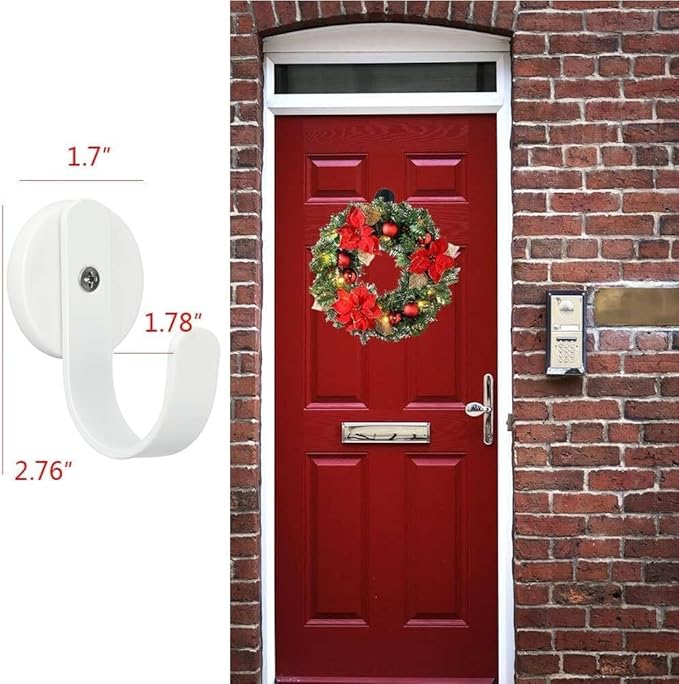 Magnetic Wreath Hanger, 2 Pack Heavy Duty Magnets with Hook for Refrigerator, Christmas Decoration Magnetic Hooks for Metal Front Door, Cruise Hook Hanger for Hanging Cabins Grill Coat Pattern (White)