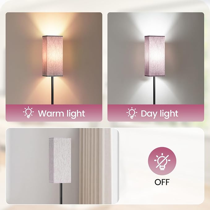 64.6" Floor Lamp, Pole Lamp with Foot Switch, Modern Standing Lamp, Minimalist Freestanding Lamp (Bulb Not Included), for Living Room, Bedroom, ETL Listed, Black and Taro Purple AZ07LD05