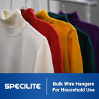 SPECILITE Wire Metal Clothes Hangers Bulk 300 Pack for Standard Size Suits, Coats, Shirts, Pants, Skirts, Space Saving, Non Slip,16 Inch 12 Gauge Ultra Thin, Silver