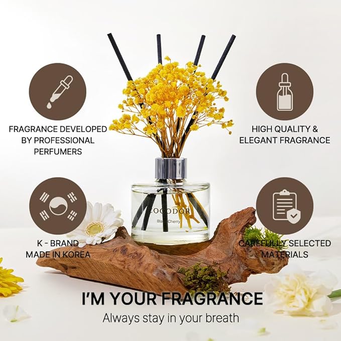 COCODOR Preserved Flower Reed Diffuser/White Jasmine/6.7oz/2Pack / Home Fragrance Scent Essential Oil Stick Diffuser for Bedroom Bathroom Home Decor