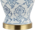 JONATHAN Y 22.25" Blue/White Chinoiserie Ceramic Urn Table Lamp, Traditional Classic Nightstand Lamp for Living Room Bedroom, White Linen Shade, LED Bulb Included JYL3085A