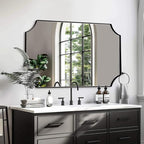 ANDY STAR 30x48 Inch Mirror, Matte Black Bathroom Vanity Mirror, Scalloped Rectangle Mirror in Premium Stainless Steel Metal Thin Frame Deep 1", Large Wall-Mounted Mirror (Horizontal/Vertical)