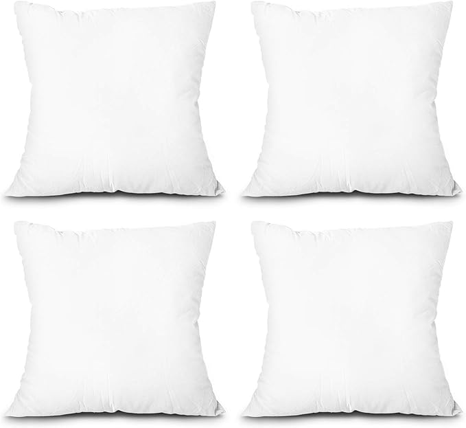 EDOW Throw Pillow Inserts, Set of 4 Lightweight Down Alternative Polyester Pillow, Couch Cushion, Sham Stuffer, Machine Washable. (White, 26x26)