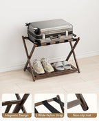 Luggage Racks, Folding Suitcase Stand with Storage Shelf, Bamboo Suitcase Rackwith Unique Magnetic Locking, 2 Pack Assembled Luggage Rack, Luggage Holders Stand for Guest Room, Bedroom, Hotel