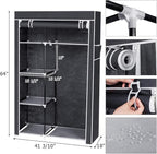Portable Closet Wardrobe, Closet Storage Organizer Rack with Shelves and Cover for Hanging Clothes, Non-Woven Fabric, Quick and Easy to Assembly (64'', Gray)