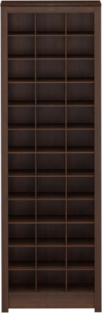 Prepac Elegant Brown Shoe Storage Cabinet, Space-Saving Solution with Cubbies for 36 Pairs, 13"D x 23.5" W x 72.5" H
