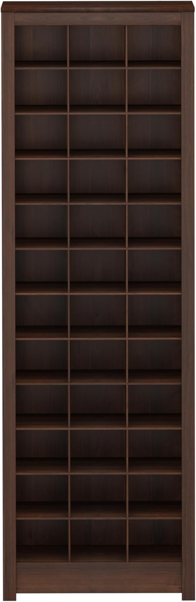 Prepac Elegant Brown Shoe Storage Cabinet, Space-Saving Solution with Cubbies for 36 Pairs, 13"D x 23.5" W x 72.5" H