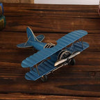 Jinglong Vintage Biplane Model Ornament Creative Metal Crafts Home Study Desktop Decoration Gift (Yellow)