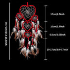 Dream Catcher with Feathers, Heart Shaped Dream Catcher Indians Traditional Love Net Wall Hanging Bedroom Home Car Decor (Red)