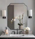ANDY STAR Unique Rectangle Wall Mirror, 24"x32" Black Mirror, Modern Mirror with Aesthetic Scalloped Edge Design Ideal for Bathroom, Bedroom or Entryway, Thin Frame Deep 1’’