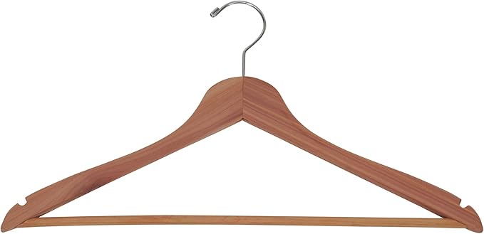 Household Essentials 26140 CedarFresh Red Cedar Wood Clothes Hangers with Fixed Bar and Swivel Hook - Set of 4, Brown,red