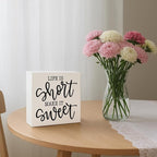 Farmhouse Wooden Signs, Life Is Short Make It Sweet Sign, Country Wood Signs, Home Decor, Gift For Her, Housewarming Gift, Box Sign Decor Tabletop, 5.1x5.1inches