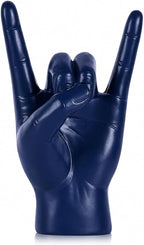 QIANLING 7.7" Blue Resin Rock On Hand Gesture Statue - Rock Culture Music Lovers' Decorative Tabletop Sculpture for Bookshelf, Desk & Mantel Decor in Home or Office, Modern Symbolic Figurine