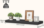 HOOBRO Floating Shelves for Wall, Wall Mounted Shelf Set of 2, 23.6" Hanging Shelf with Invisible Brackets, for Wall Decor Storage in Bathroom Bedroom Kitchen Living Room Office, Black BK60BJ01