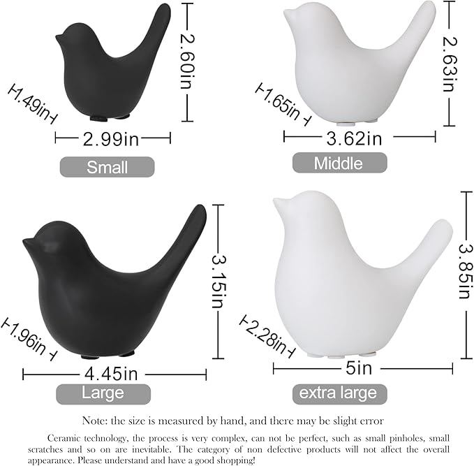 Notakia Small Birds Statues Black Modern Farmhouse Decor Deals, Farmhouse Decor for Kitchen Counter, Bathroom Shelf, Living Room, Office Sculpture, Knick Knacks for Shelves