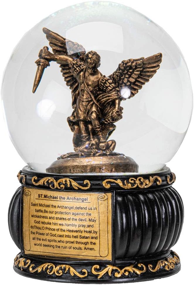 SUMMIT COLLECTION Saint Michael The Archangel Guardian Protector San Miguel Water Globe 100mm Christian Collectible