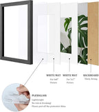Egofine 8x12 Picture Frames Set of 4, Made of Solid Wood Covered by Plexiglass 5x7 and 6x8 with Mat or 8x12 without Mat, for Table Top Display and Wall Mounting Photo Frame Rustic Black
