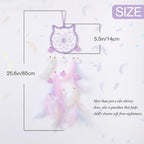 Pretty Jolly Purple Cat Kids Dream Catcher Wall Decor Pompom Feather Baby Dreamcatcher Handmade Children Dream Catcher Home Décor Wall Hanging for Nursery Bedroom Boys Girls Birthday Gift-25.6in