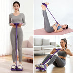 21 Fitness Resistance Bands with Pedal Ankle Puller, Full Body Strength Training Equipment for Home Gym, Sit Up Assist, Toning Arms, Legs, Waist