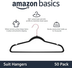 Amazon Basics Slim Velvet Non-Slip Space Saving Suit Clothes Hangers for Closet Organization, Black/Rose Gold, 50-Pack