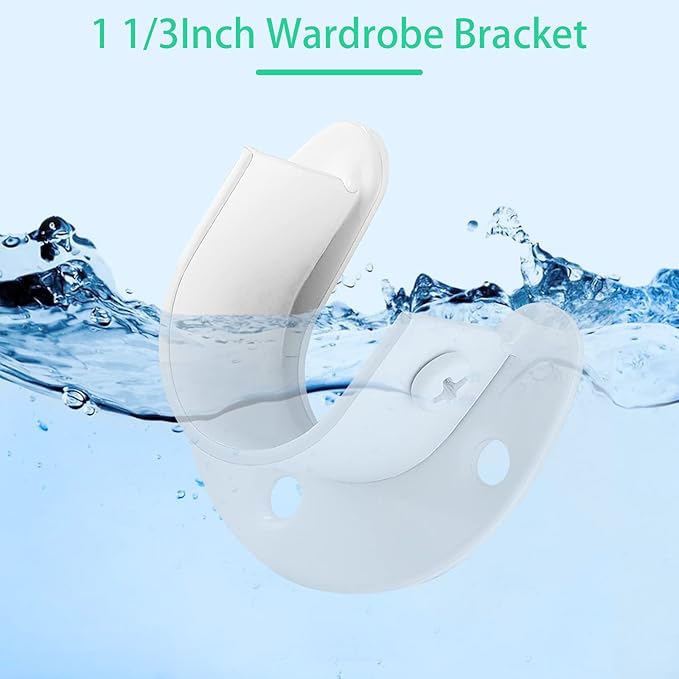 2 Packs Stainless Steel Closet Rod End Supports 1-1/3 Inch Wardrobe Bracket Heavy Duty Closet Pole Sockets Flange Rod Holder, U-Shaped with Screws, White