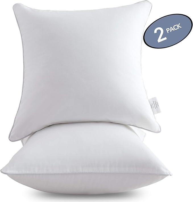 Leeden 16 x 16 Pillow Inserts (Set of 2) -Throw Pillow Inserts with 100% Cotton Cover - 16 Inch Square Decorative Pillows for Sofa, Couch, Bed and Home Decor