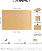 Fluxynara Bulletin Board,35.4" x 23.6" Cork Board Alternative with 12 Safe Removable Adhesive Tabs, Foldable Felt Pin Board for Home Office, Classroom, Bedroom,Entryway for Walls—Mustard Yellow