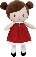 Plush 12 inch Baby Doll with Velour Dress with Fur Trim and Satin Accents, Noelle Red