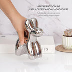 Notakia Large Silver Cute Ceramics Balloon Dog Statue Crafts Living Room Desktop Decorations,Handmade Modern Small Ceramic Animal Statue Ornament Home Decor Accents