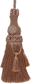 DÉCOPRO Elegant 6" (15cm) Key Tassel, 4" (10cm) Loop Accented with Rosette and Tassels (Style# BKT) Taupe Beige Multicolor #7245 (Light Beige, Dark Beige) Individually Sold