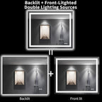 LOAAO 48"X40" LED Bathroom Mirror with Lights, Anti-Fog, Dimmable, Backlit + Front Lit, Lighted Bathroom Vanity Mirror for Wall, Memory Function, Tempered Glass, Shatter-Proof, ETL Listed