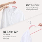 HOUSE DAY Premium Velvet Hangers 50 Pack Pink, Non-Slip Flocked Felt Hangers, Sturdy Clothes Hanger Heavy Duty Coat Hanger, Durable Slim for Closet Space Saving