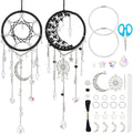 2 Sets Small Moon Star Dream Catcher Kit Make Your Own Dreamcatcher Kit Colorful Mini Dream Catcher Wall Hanging Kit Instruction Included for Bedroom Wall Decor Nursery Room Wedding Party