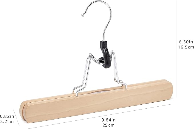 Amazon Basics Sturdy Wooden Pants Hangers - Natural, 10-Pack