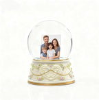 Large DIY Photo Frame Snow Globe with Double Sided Photo Insert, 5.5Inch Height Snow Globe with Liquid Resin Base, Christmas Thanksgiving Family Friends Gift, Desktop Tabletop Decoration