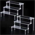 2 Packs Acrylic Display Stand Riser,3 Tier Perfume Organizer Cupcake Stand Acrylic Pop Shelves Holder,Clear Desk Display Shelf for Figure,Trinket,Collectibles,Dessert Tray Stands for Party Decor-7.9in