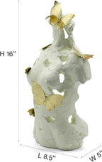 Lukitas Abstract Female Bust with Butterflies Sculpture, Aphrodite Statue, Body Figurine Art Decor, Beauty of Defects, Greek Goddess Bust Ornament for Office Living Room Desk Shelf, Beige, Resin 16"