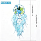 Handmade Dream Catcher, Animal Design Feather Dream Catchers Wall Decoration, Art Craft Feather Wall Decor for Home, Gift for Girls Kids Women (Blue)