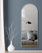 Dewfig Arched White Full Length Mirror, 64"X21" Large Floor Mirror, Full Body Mirrors for Leaning or Hanging, Standing Mirrors for Bedroom, Living Room,Dressing Room, Aluminum Alloy Frame, White