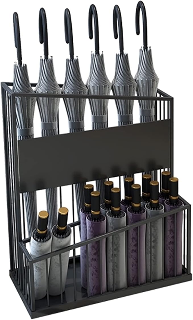 2 Tier Metal Umbrella Stand Umbrella Holder, Large-Capacity Commercial Umbrella Stand Umbrella Holder for Hotel Offices, Entrance Umbrella Organizer