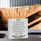The Best Things in Life Wooden Box Sign Decorative Inspirational Quote Wood Box Sign Home Office Bedroom Decor Rustic Farmhouse Square Desk Decor Sign for Shelf 5 x 5 Inches