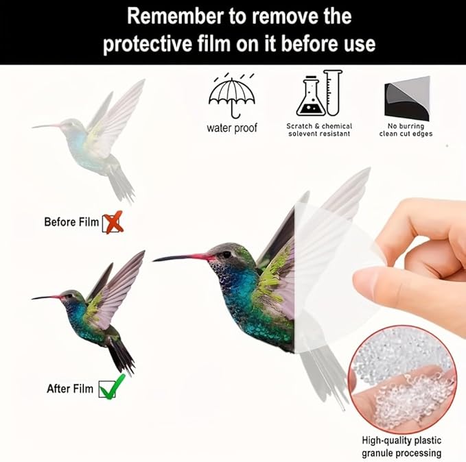 Bird Acrylic Hanging Ornament - 8Pcs Flying Birds Christmas Tree Ornaments, Xmas Tree Ceiling Pendants with Lanyard Tote Rearview Mirror Window Charms Gift for Men Women (Hummingbird 2)