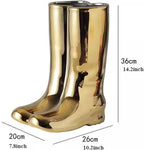 GLigeT Umbrella Stand Holder, Creative Boots Shape, Porcelain Ceramic, White