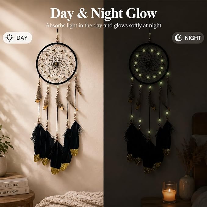 Dream Catchers Handmade Feather Native Home Wall Decoration Black