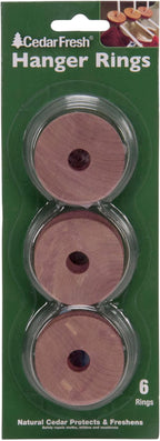 Household Essentials Cedar Fresh Cedar Rings, Pack of 6, Solid Eastern Red Cedar, Natural Moth and Odor Deterrent, Eco-Friendly and Chemical-Free, Perfect for Wire and Plastic Hangers, Natural
