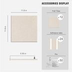 TSJOFFICE Large Cork Board for Wall - 48" x 36" Bulletin Board with 50 Pushpins for Office Decor, Pin Board 12 Pack Felt Wall Tiles with Safe Removable Adhesive Tabs, Corkboard for Home - Oatmeal