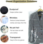 10Pcs Transparent Plastic Garment Covers 35.4inch Hanging Clothes Dust-Proof Protector Bags Suitable for Home Storage Clothing Stores & Dry Cleaning Laundrette.