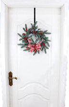 10" Wreath Hanger, Metal Hooks for Front Door Christmas Decoration, Over The Door Hooks Black