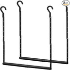 STORAGE MANIAC Adjustable Closet Rod Hanging Clothes Heavy Duty Closet Extender Hanging Rod Space-Saving Clothes Hanging Bar Double Closet Hanging Rod Hanging Closet Organizer Closet Bar,2 Pack Black